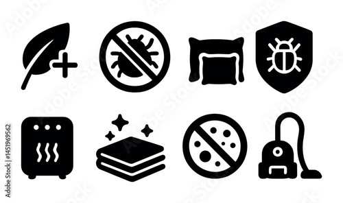 Allergen-free living solid icons set – flat, filled, health and allergen prevention symbols