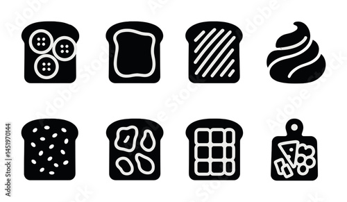 Food and kitchen silhouette icons set – cooking, culinary, meal preparation symbols