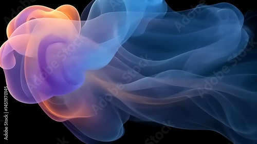 Abstract Swirling Smoke in Blue Purple and Orange Hues