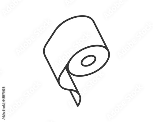 Clean, minimalist line art illustration of a roll of toilet paper.  Perfect for websites, apps, or presentations needing a simple, yet effective graphic.