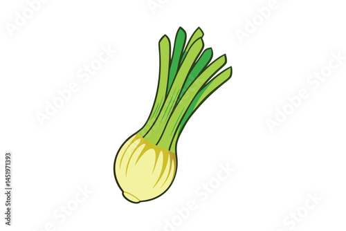 Lemongrass Sprouts Vegetable Vector Illustration Isolated on White Background

