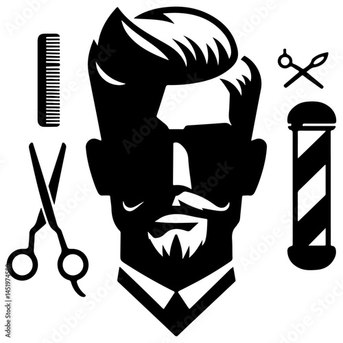barber illustration , barber face  illustration