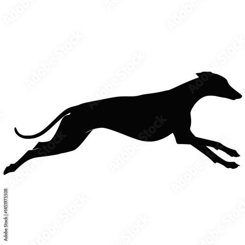 Running Greyhound Dog Silhouette Illustration on White Background