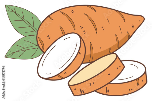 Sweet Potato Vegetable Vector Illustration Isolated on White Background

