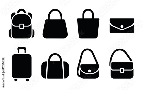 Fashion and accessories silhouette icons set – solid, filled, style symbols
