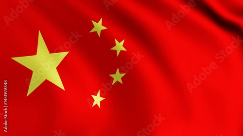 China flag waving in the wind animation; Chinese 3D waving flag close up; national flag 4K animation background.