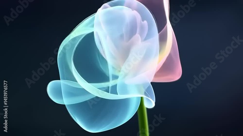 Ethereal Pastel Flower with Smoky Swirls on Dark Background