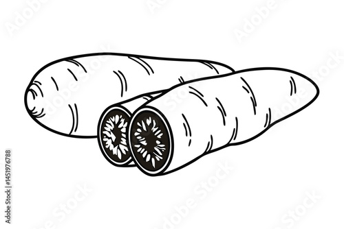 Ube Vegetable Vector Illustration Isolated on White Background

