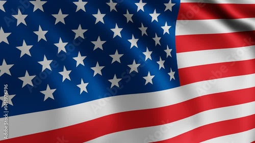 United States flag animation, USA 3D waving flag close up, United States of America national flag 4K animation background.