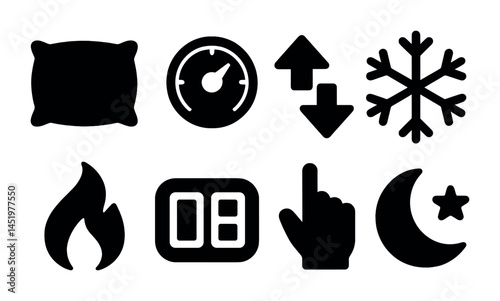 Sleep and climate control symbols for night comfort and temperature adjustment