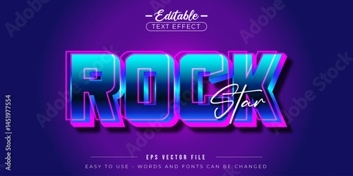 Rock star text style, editable text effect.