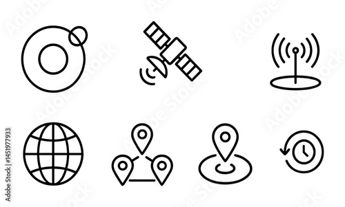 Technology and communication line icons set – outline, digital, network symbols