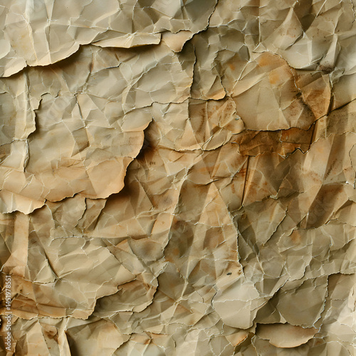 High Resolution Crumpled Paper Texture. Grunge Brown Vintage Background