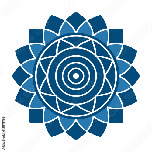 Elegant Floral Mandala Design, Blue Color Palette, Geometric Elements Art