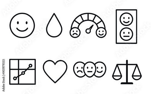 Emotion and feedback outline icons set – line, linear, mood and expression symbols