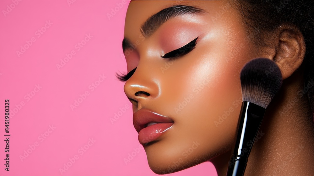 A makeup lover testing different highlighter brushes to show the impact of bristle shapes on glow intensity, A makeup lover testing different highlighter brushes to show the impact of bristle shapes on glow intensity,
