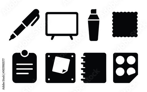 Office and stationery icon set for design and organization projects