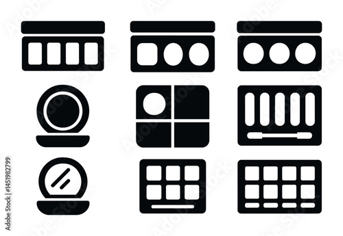 Cosmetic and beauty solid icons set – makeup, flat, skincare symbols