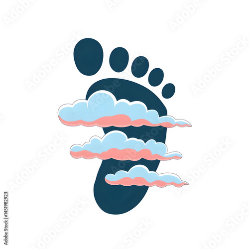 Whimsical footprint with pastel smoke on transparent background.