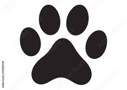 Dog footprint logo silhouette vector, dog paw print logo icon silhouette, silhouette of a dog footprint logo vector, paw print silhouette icon vector illustration design on white background.