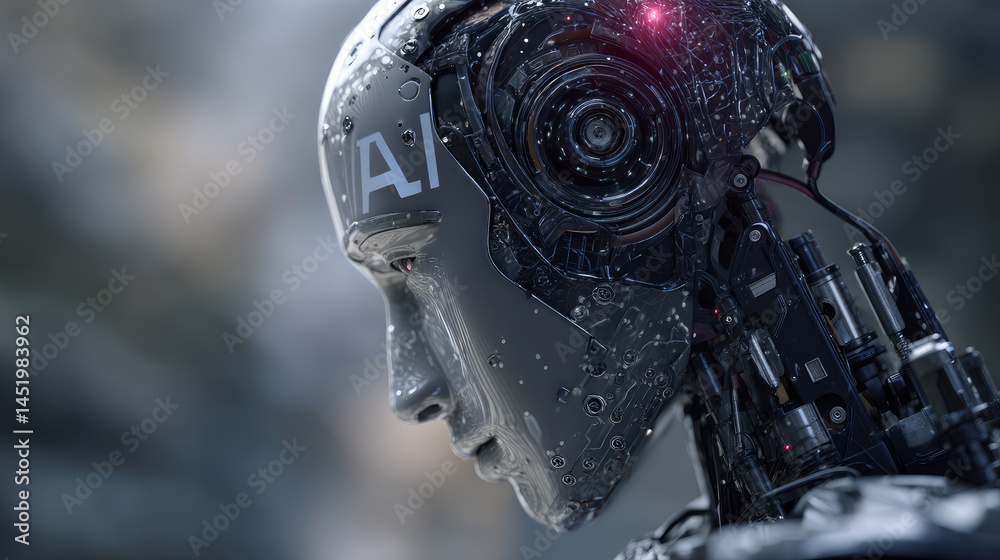 Fototapeta premium AI is artificial intelligence. It uses computers to learn, automate tasks, and make decisions, handling huge amounts of data and controlling robots.