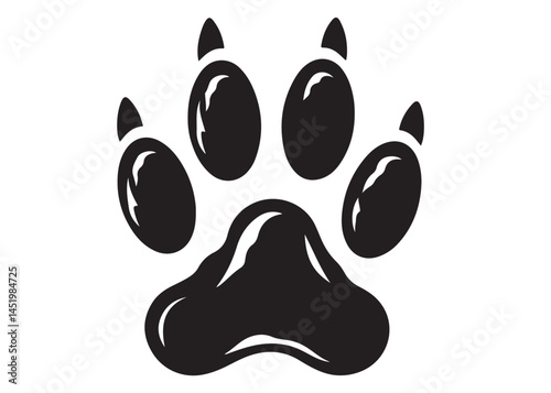 Dog footprint logo silhouette vector, dog paw print logo icon silhouette, silhouette of a dog footprint logo vector, paw print silhouette icon vector illustration design on white background.