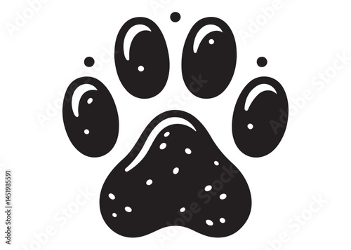 Dog footprint logo silhouette vector, dog paw print logo icon silhouette, silhouette of a dog footprint logo vector, paw print silhouette icon vector illustration design on white background.