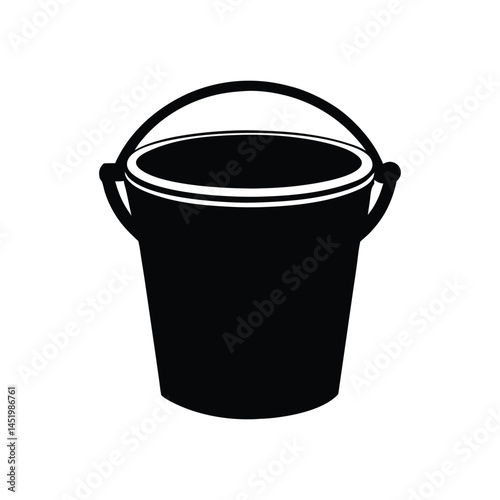 Bucket with a rounded icon of silhouette vector illustration on white background