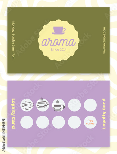 Coffee Shop Loyalty Card Groovy Design