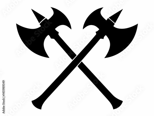 Battle Axe silhouette,Two crossed Battle Axe,Tribal Axe vector illustration