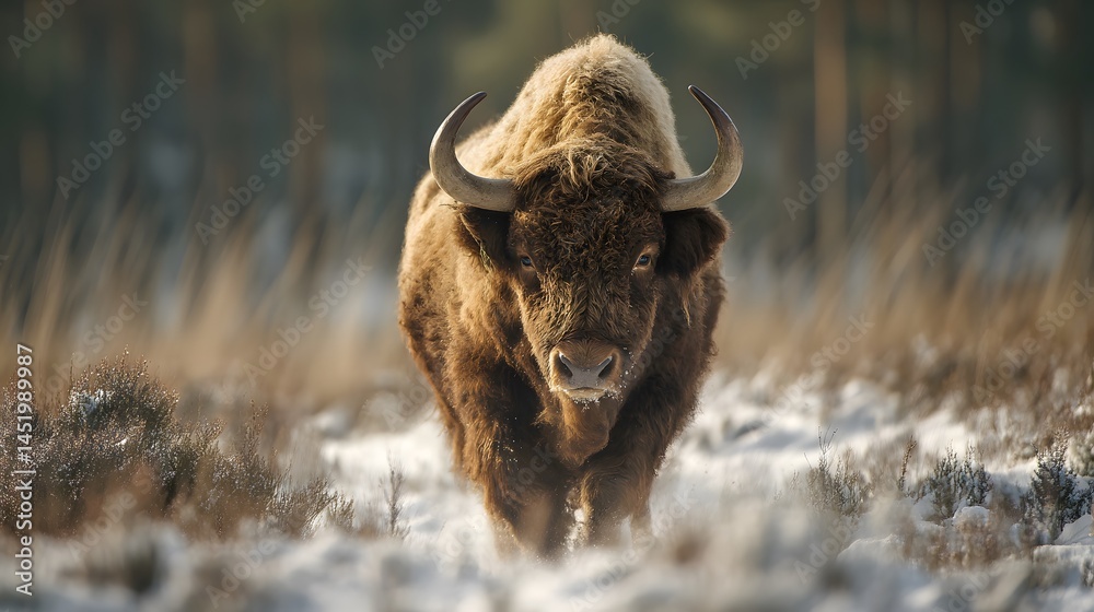 Amerikanischer Bison vor verschneiter Prärie
Amerikanischer Bison vor verschneiter Prärie