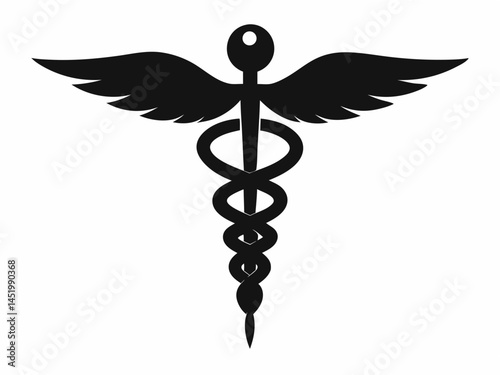 Caduceus medical symbol silhouette vector, Caduceus medical icon