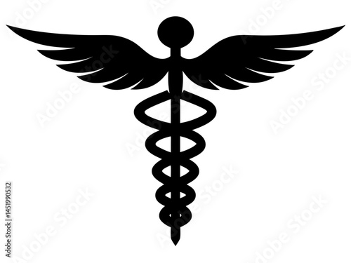Caduceus medical symbol silhouette vector, Caduceus medical icon
