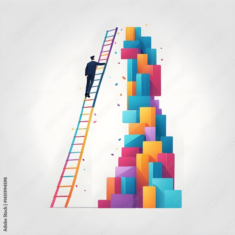 Fototapeta premium winning, achieving goals, abstract background with colorful cubes