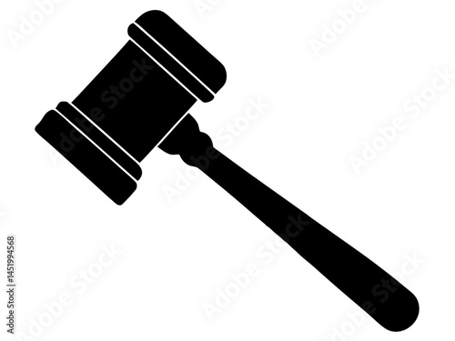 Judge hammer silhouette vector, Judge gavel icon vector illustration