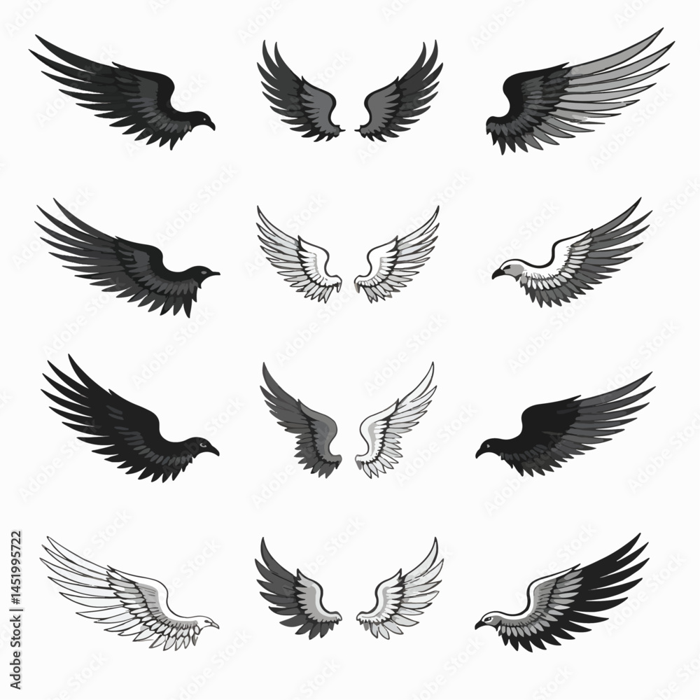set of vector wings set of vector wings