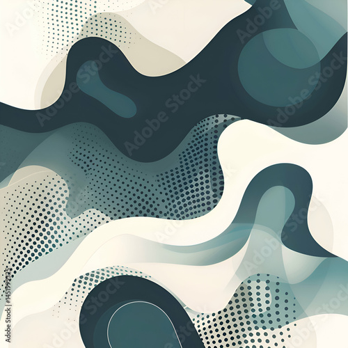 Abstract Fluid Shapes. Teal