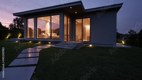 Infinity Pool Villa at Evening – Modern Architectural Gem