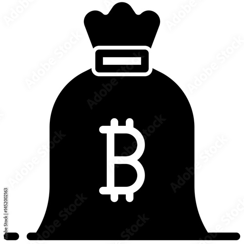 bitcoin bag vector glyph icon
