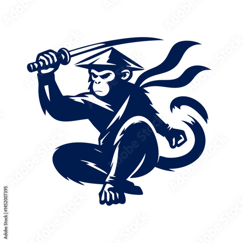 Monkey Ninja Warrior: A fierce primate wielding a katana, embodying strength and agility.
