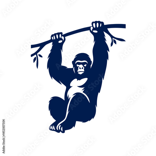 Majestic Gorilla Hanging on Branch: Wildlife, Nature, and Primate Power