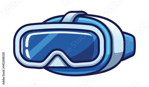Isolated blue plastic scuba diving mask and snorkel are essential underwater sport equipment for swimming and snorkeling safety