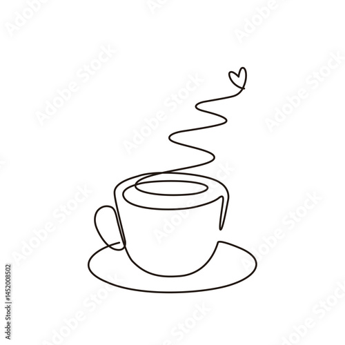 一筆書きのシンプルなコーヒーのベクターイラスト。ベクターデータは線幅が変えられます