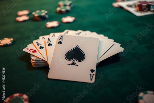 Cards deck shuffle background with poker ace of spades