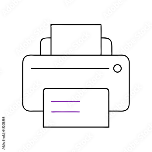 Printer icon with paper illustration in minimal style  