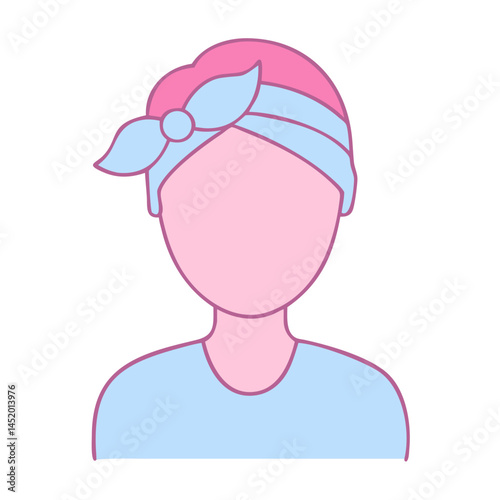 Person with Colorful Headband in Simple Style  
