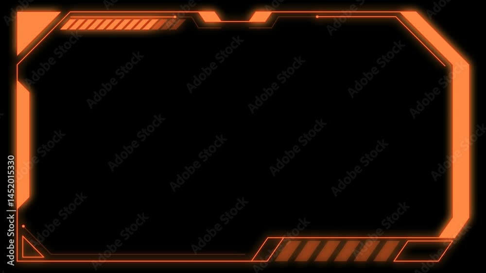 Futuristic neon HUD composite frame. Heads up display for technology, business and gaming, orange