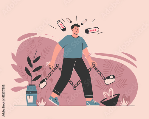 Man feeling burnout stress and mental health issues