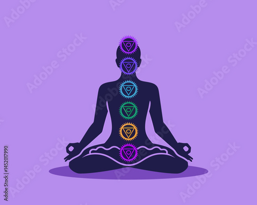 Meditation Chakra Balancing Spiritual Energy Flow Alignment Illustration