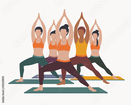 Yoga Class Poses Group Exercising Balance Health Wellness Wellbeing